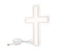 DIKACA Enseigne Lumineuse Croix Néon LED 29×20 Cm en Acrylique Blanc Froid, Panneau Décoratif Religieux Étanche pour Chambre, Salon et Célébrations Chrétiennes, Veilleuse Murale