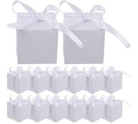 DIKACA Ensemble De 50 Boîte à Bonbons Papier Kraft Petite Boîte Cadeau Carrée Réutilisable pour Mariage Fête Baptême Emballage Chocolat et Pâtisseries Décoration DIY