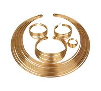 DIKACA Ensemble de Bijoux Africains pour Femmes Composé de 4 Pièces en Alliage Or Collier Multi-couches, Boucles D'oreilles, Bague et Bracelet, pour Mariage et Fête