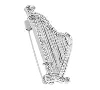 DIKACA Épingle Chic D'instrument Harpe en Alliage Argenté, Ornement en Strass Élégant pour Homme et Femme, Accessoire Polyvalent pour Tenue de Fête