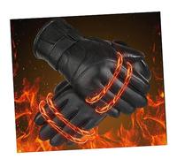 DIKACA Gants Hiver Cuir PU Épais Coupe Vent et Tactiles Antidérapants pour Cyclisme Escalade et Sports Outdoor Homme Protection Thermique pour Froid