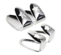 DIKACA Grills Dentaires en Métal Creux, 1 Paire de Fausses Couronnes Dentaires Argentées, Accessoires Cosplay Hip-hop pour Déguisement Rappeur, Bijoux de Dents pour Fêtes et Spectacles