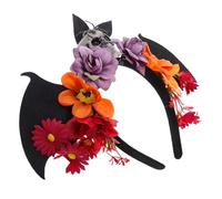 DIKACA Halloween Skull Flower Headband With Bat Wings Lightweight Fabric Hairband For Halloween Ghost And Skeleton Costume Accessories