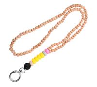 DIKACA Lanière à Perles en Silicone pour Badges d'Identification Porte-Clés Léger et Résistant Cordon Tour de Cou Perles Bois Couleur 4 Accessoire Polyvalent pour Bureau et Usage