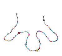 DIKACA Lanière de Lunettes Anti-perte Légère en Métal Perles Multicolores et Motif Rose, Cordon Multifonction pour Lunettes de Soleil, Accessoire Portable et Résistant pour Usage