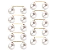 DIKACA Lot de 10 Pinces à Boutons de Jeans en Perles Blanches, Serrage-taille Réglable et Épingles de Cou Anti-dévoilement pour Ourlet Pantalon, Accessoires Polyvalents pour