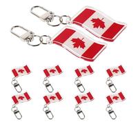 DIKACA Lot de 10 Porte-clés Canada en Métal Solide Pendentif Feuille D'érable Rouge et Drapeau Canadien, Porte-clés Patriotique Léger pour Paquet à Dos, Accessoires Fête du