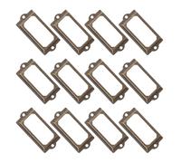 DIKACA Lot de 12 Cadres Porte-étiquettes Rétro en Métal Antique 70x33 Mm, Porte-étiquette Tiroir Vintage pour Armoire et Bibliothèque, Accessoires de Bureau Pratiques et Solide