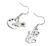 DIKACA Lot de 2 Boucles d'Oreilles Pendantes Pinceau pour Artistes Peintres Accessoires de Mode Artisanaux Faits Main Présent pour Étudiants et Professeurs d'Art