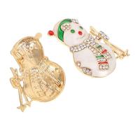 DIKACA Lot de 2 Broches Bonhomme de Neige Ornées de Cristaux Épingles Costume Noël Décoratives pour Vêtements Écharpes Chapeaux - Accessoire Festif pour Fêtes et Célébrations