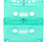 DIKACA Lot de 2 Cassettes Audio Vierges Décoratives Translucides Vertes, Accessoires pour Rangement Multimédia, Format Standard, pour Décoration Murale Salon et Bureau, Cassettes Vintage