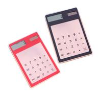 DIKACA Lot de 2 Mini-calculatrices à Écran Tactile, Ultra-Minces et Transparentes, Énergie Solaire, Couleurs Noir et Rouge, Outil Comptable Portable pour Étudiants, Bureau et Usage