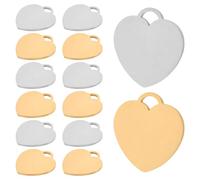 DIKACA Lot de 20 Pendentifs Cœur Vierges en Acier Inoxydable Breloques Cœur à Graver 10 Couleur Acier 10 Couleur Dorée Accessoires DIY pour Création de Bijoux Colliers et Bracelets