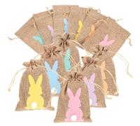 DIKACA Lot de 24 Paquet Présents à Cordon en Toile de Jute 10x15 Cm, Motifs Lapin de Pâques, Couleurs Assorties, Petits Sachets pour Bonbons et Biscuits, Emballage Fête Couleur Aléatoire