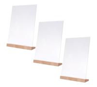 DIKACA Lot de 3 Porte-Affiches A4 Transparents Socle en Bois Cadre Acrylique L Incliné Format A4 21 x 297 cm Présentoir de Table pour Menu Supports D’Affichage Professionnels pour