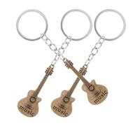 DIKACA Lot de 3 Porte-Clés Guitare en Métal Bronze Pendentif Instrument de Musique Décoratif Accessoire Élégant pour Clés et Paquet Présent pour Musiciens et Amateurs de Musique