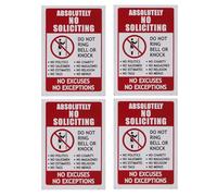 DIKACA Lot de 4 Autocollants « Démarchage Interdit » Étanches en PVC 95 X 14 CM Panneaux D’Interdiction Résistants pour Portes et Fenêtres Usage Intérieur et Extérieur Signalisation