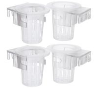 DIKACA Lot de 4 Jardinières Suspendues en Plastique Transparent pour Plantes Aquatiques D'aquarium, Supports Ventilés pour Hydroponie, Pots de Fleurs Décoratifs pour Aquarium et Bassins,