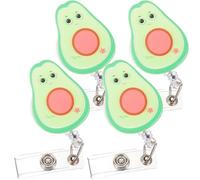 DIKACA Lot de 4 Pinces Porte-Nom Rétractables en Silicone et PVC Forme Avocat Boucles de Badge Multifonctions Rotatives Clips Porte-Étiquette d'Identification pour Bureau Sécurité et