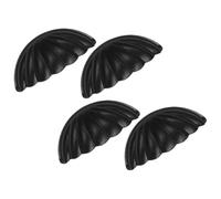 DIKACA Lot de 4 Poignées de Tiroir Vintage en Alliage Noir Forme Coquillage Demi-Cercle Boutons de Meuble Cuisine Armoire et Pharmacie Décoration Rétro et Fonctionnelle