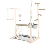 DIKACA Perchoir de pour Perroquets Support de Cage Interactif avec Balançoire Échelle et Mangeoire Aire de Jeux pour Oiseaux Petits et Moyens Ludique et Stable pour des Perroquets