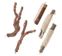 DIKACA Perchoirs à Oiseaux en Bois Naturel 5 Pièces Grands Perchoirs pour Cages à Perroquets avec Corde Intégrée Support Stable pour Oiseaux Exotiques Accessoires pour Cages
