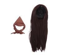 DIKACA Perruque Pirate Marron avec Bandeau Headscarf pour Costume Capitaine Halloween Cosplay Accessoire Déguisement