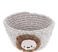 DIKACA Petit Panier Tressé en Corde de Coton Petit Modèle Lionceau Marron Clair Panier de Rangement Décoratif pour Bureau Chambre et Entrée Multifonction pour Jouets et Accessoires
