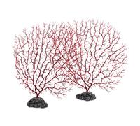 DIKACA Plantes D'aquarium en Plastique Rouge 2pcs pour Décorations D'aquarium, Offrant Abri aux Poissons et Embellissant Le Paysage du Fish Tank