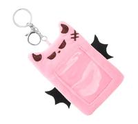 DIKACA Porte-Cartes en Peluche Ailes de Démon Porte-Clés Multifonction Étui Photo Mignon Rose Protection pour Cartes d'Identité Crédit Accessoire pour Étudiants et Fans