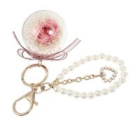DIKACA Porte-clés Rose Artificielle avec Perles Pendentif Fleur Éternelle Romantique Accessoire Sac Décoratif pour Femmes Cadeau pour Occasions Spéciales