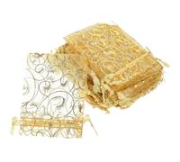 DIKACA Sachets en Organza Doré 7X9 CM 200 Pièces Pochettes à Cordon pour Bijoux Emballages Présents Mariage et Saint-Valentin Paquet Transparents Multi-Usages pour Dragées et Petits
