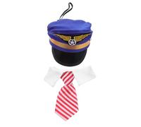 DIKACA Set Costume Pilote pour Animaux Chapeau Brodé avec Écharpe pour Chien et Chat Accessoire Cosplay de Noël et Halloween