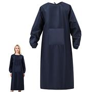 DIKACA Tablier Imperméable à Manches Longues Unisexe, Tissu Résistant à L’huile, Taille Unique, Couleur Bleu Foncé, Tablier Long de Protection Cuisine, Peinture et Ménage, Vêtement