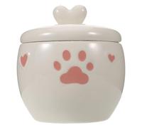 DIKACA Urne Funéraire pour Petit Animal de Compagnie 600 ML en Céramique Blanche avec Motif Cœur et Empreintes de Pattes, Coffret Étanche pour Cendres de Chats et Chiens, Souvenir