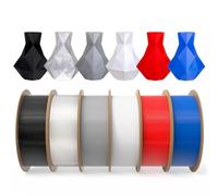 dikale Lot de 6 filaments PLA Pro pour imprimante 3D - 1,75 mm - Bobine de 1 kg de PLA+ - Compatible avec la plupart des imprimantes 3D FDM - 6 paquets - Noir, blanc, gris, transparent, rouge, bleu