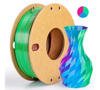 dikale Silk Tricolor Filament PLA pour imprimante 3D, 1,75 mm, bobine de 250 g, rose rouge, bleu ciel et vert