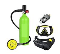 DIKAMAN Mini Bouteille de plongée, Bouteille D'oxygène De Plongée sous-Marine Capacité 1L Respirateur De Plongée Portable pour l'exploration sous-Marine et Le Sauvetage(Groen)