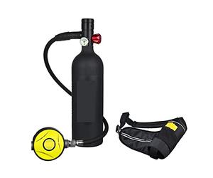 DIKAMAN Mini Bouteille de plongée, Bouteille D'oxygène De Plongée sous-Marine Capacité 1L Respirateur De Plongée Portable pour l'exploration sous-Marine et Le Sauvetage(Zwart)