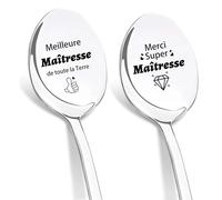 DIKARIYA Cadeau pour Maîtresse Noël, Cuillère à Café en Acier Inoxydable, Cuillères Gravées au Laser-Meilleure Maîtresse de toute la Terre, Merci Maîtresse, Cadeau Maitresse d'école Fin d'année