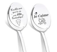 DIKARIYA Idée Cadeau Noël Fille, Cuillère à Café Acier Inoxydable, Cuillères Gravées au Laser-N’oublie pas que tu es une fille Fantastique, Cadeau Fille d'anniversaire, Cadeau de Noel pour Fille Utile