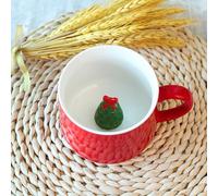 DIKARIYA Tasse de Noël 3D 350ml Avec Arbre, Mug Mignon Hiver Café Thé, Cadeau Original pour Femme Fille Maitresse Nounou Amie Enfant