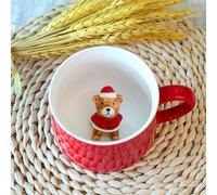 DIKARIYA Tasse de Noël 3D 350ml Avec Ours, Mug Mignon Hiver Café Thé, Cadeau Original pour Femme Fille Maitresse Nounou Amie Enfant