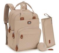 Dikaslon Sac a Langer Bebe, Sac à Langer à Dos Grande Capacité 18 Poches, Polysteer Déperlant, Tapis à Langer, Porte Tétine, Sangles Intégrées Poussette - Sorties Faciles