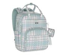 Dikaslon Sac a Langer Bebe, Sac à Langer à Dos PU Grande Capacité 18 Poches, Déperlant, Tapis à Langer, Porte Tétine, Sangles Poussette - Élégant et Pratique (Rayures Vertes et Roses)