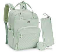 Dikaslon Wickeltasche Sac à dos Großer Wickelrusack mit Multifunktions-Babytaschen und mobiler Wickelauflage - Schnullerhalter und Kinderwagengurte - für Mama und Papa (Vert Menthe)