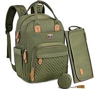 Dikaslon Wickeltasche Sac à dos Großer Wickelrusack mit Multifunktions-Babytaschen und mobiler Wickelauflage - Schnullerhalter und Kinderwagengurte - für Mama und Papa (Vert Foncé)