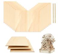 DIKEBAO 20 Pcs Feuilles de Bois de Balsa 200mm x 100mm x 3mm Contreplaqué en Bois Feuilles de Bois de Balsa Panneau de Contreplaqué non Fini pour Avion Modèles Laser Projets de Maquette + 2 Crayons