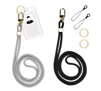 DIKEBAO 2PCS Cordon tour Cou pour Clés, Cordon Tour De Cou Porte-clés Lanière Lanière de Cou Cordon de Cou en Polyester Porte Badge Lanière Sangle de Clé avec Fermoir Mousqueton Pivotant(Noir et Gris)