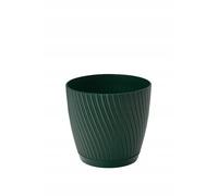DIKEL Pot de fleurs rond, Ø 26 cm, hauteur 25 cm, pot en plastique de haute qualité avec soucoupe intégrée, pots de fleurs au style moderne et minimaliste pour un décor élégant, vert